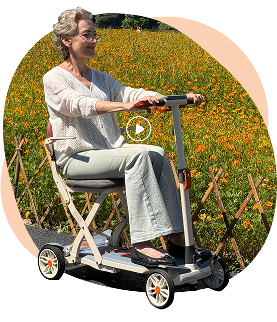 Elderly woman on electric scooter